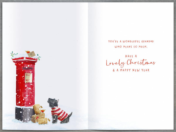 Grandad Christmas card - post box and dog
