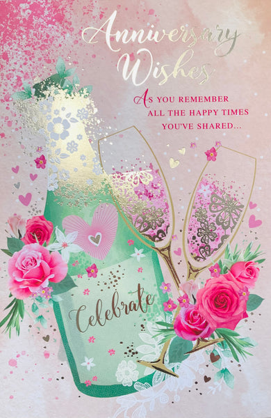 Your anniversary card - champagne and flowers