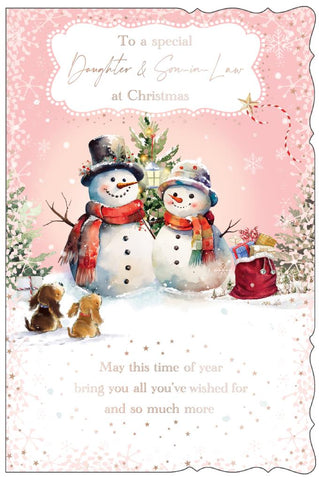Daughter and Son-in-law Christmas card - cute snow couple