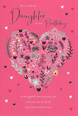 Daughter birthday card - floral heart