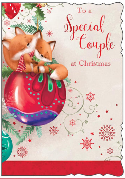Special couple Christmas card - cute foxes