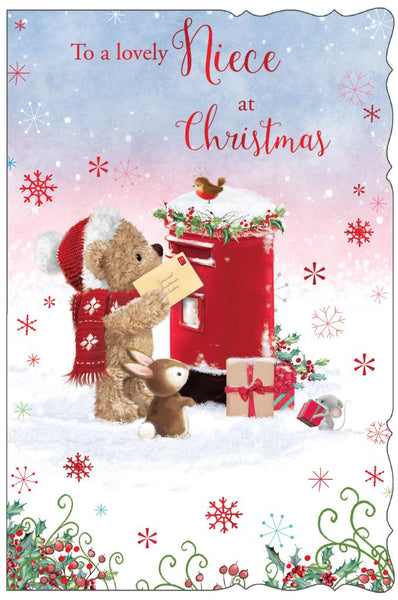 Niece Christmas card - cute brown bear