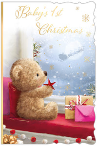 Baby’s first Christmas card - cute teddy