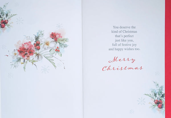 Mum Christmas card- festive flowers