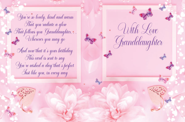 Granddaughter Birthday Card | Sentimental Verse | Large Card | Floral Design