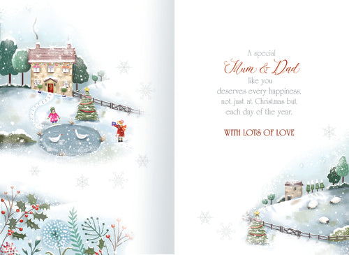 Mum and Dad Christmas card - snow scene