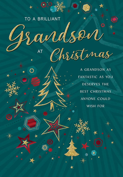Grandson Christmas card - modern Xmas tree