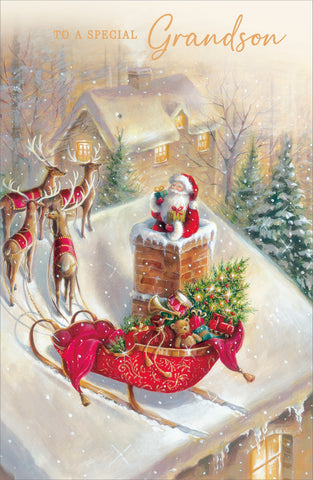 Grandson Christmas card - traditional Father Christmas