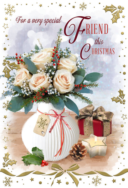 Special friend Christmas card - Christmas flowers