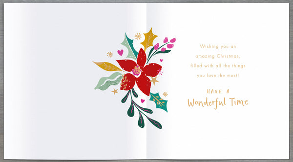 Granddaughter Christmas card- Christmas flowers
