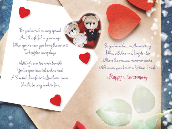 Son and Daughter-in-law anniversary card- loving verse