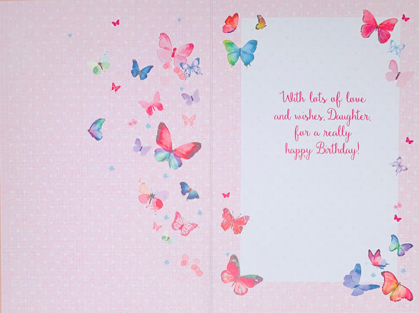 Daughter birthday card- butterflies and flowers