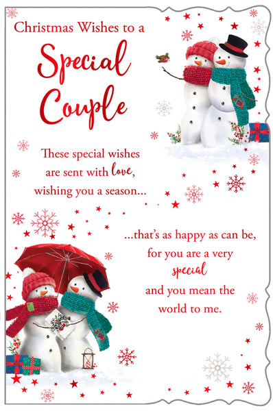 Special couple Christmas card - cute snow couple