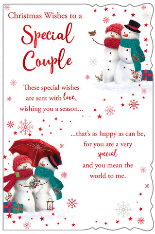 Special couple Christmas card - cute snow couple