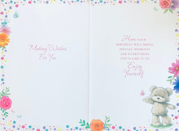 Birthday card for her-  cute bear and bunting