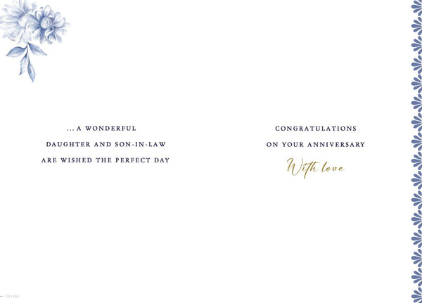 Daughter and Son in law wedding anniversary card - flowers