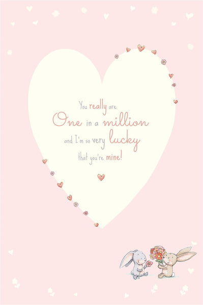 Wife anniversary card - cute rabbits - large card