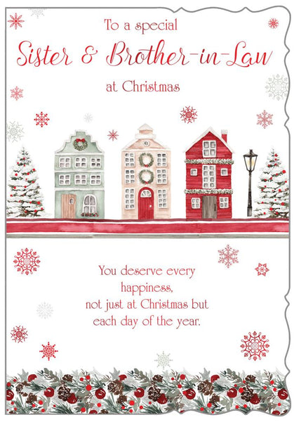Sister and Brother-in-law Christmas card - festive town