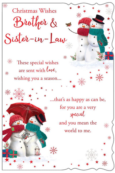 Brother and Sister-in-law Christmas card - cute snow couple
