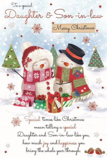 Daughter and Son-in-law Christmas card - cute snow couple