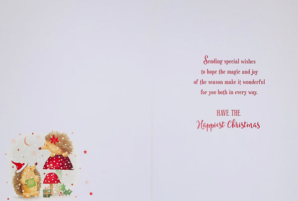 Son and Daughter-in-law Christmas card - cute hedgehogs