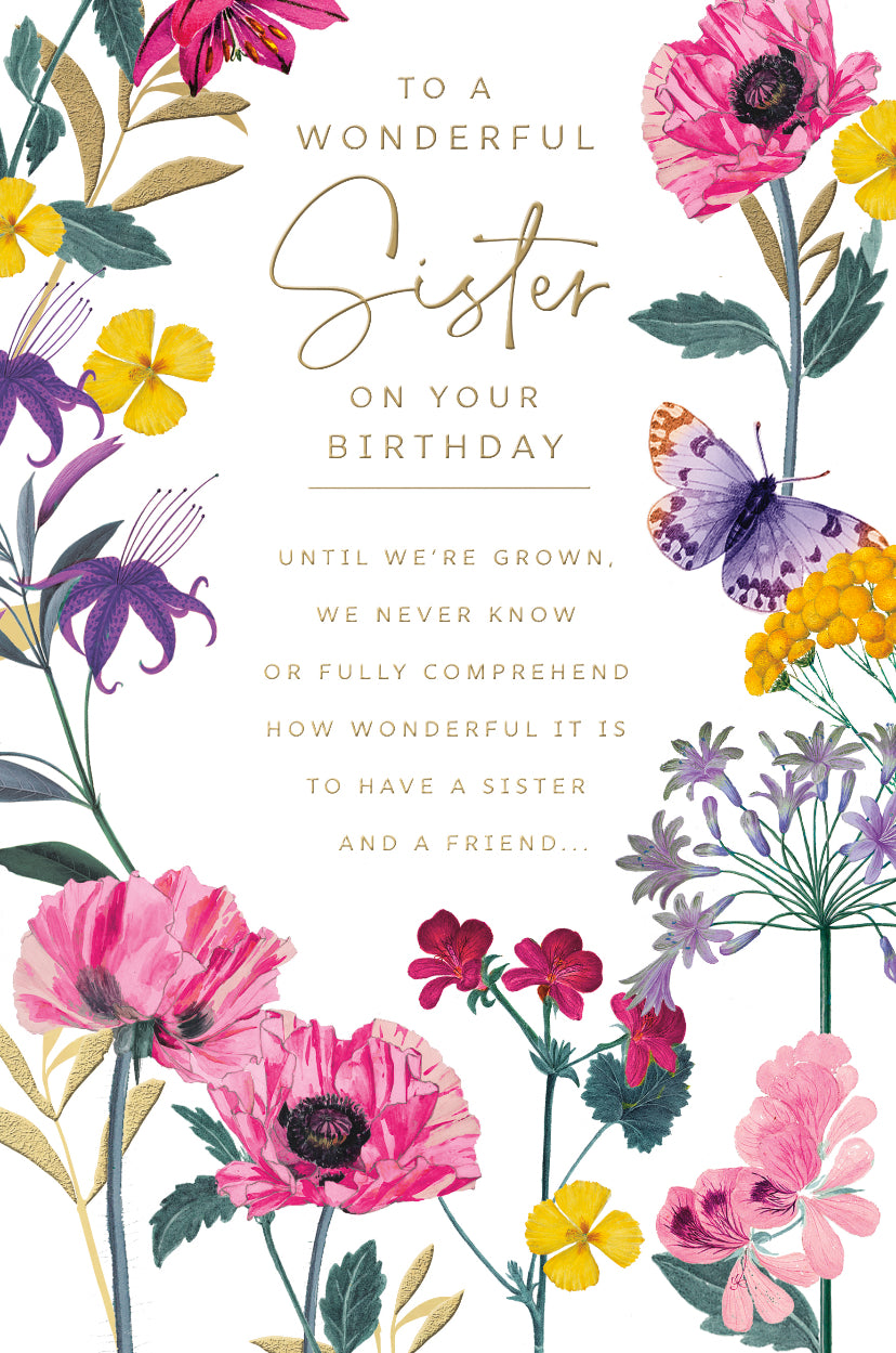 Sister birthday card- RHS flowers