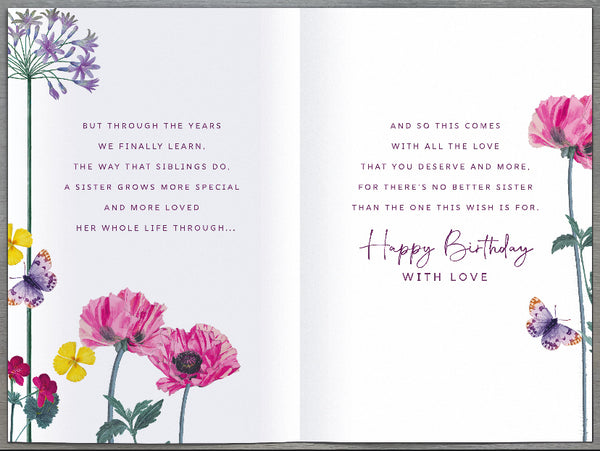 Sister birthday card- RHS flowers