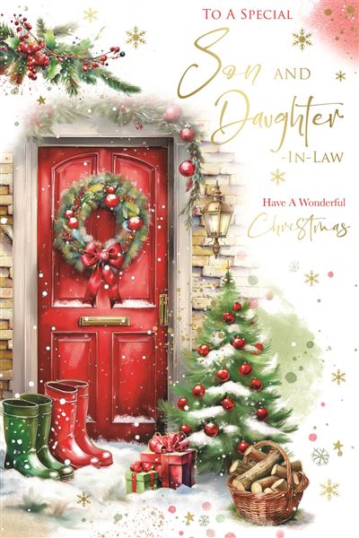 Son and Daughter-in-law Christmas card - festive front door