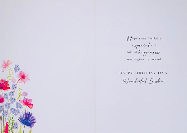 Sister birthday card- flowers and sentimental verse