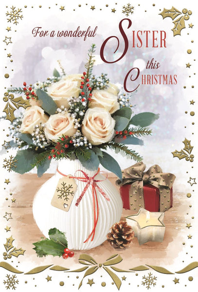 Sister Christmas card- Xmas flowers