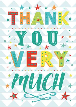 Pack of 6 thank you cards