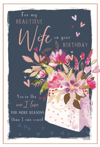 Wife birthday card - birthday flowers