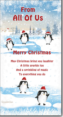 From all of us Christmas card - festive penguins