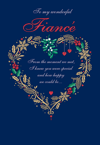 Fiancé Christmas card - bold Xmas heart