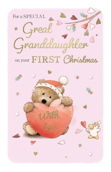 Great-Granddaughter 1st Christmas card - cute bear