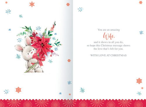 Wife Christmas card- cute rabbit