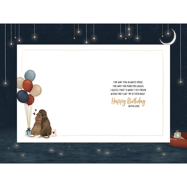 Wishing Well Partner Birthday Card | Loving Dog Couple | Golden Foil