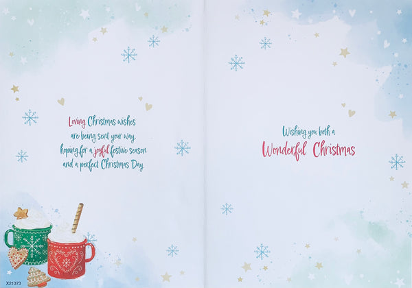 Auntie and Uncle Christmas card - festive hot chocolate