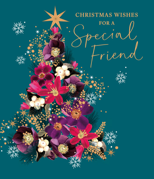 Friend Christmas card- floral Xmas tree