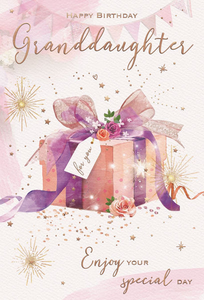 Granddaughter birthday card - flowers and presents