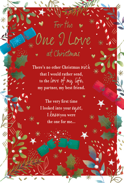 One i love Christmas card - sentimental verse
