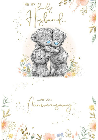 Me to you Husband anniversary card - two tatty teddy bears hugging