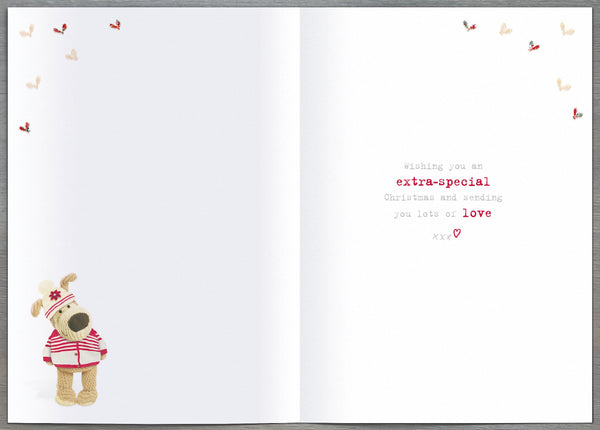 Auntie Christmas card - Boofle with flowers