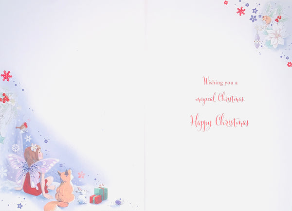 Niece Christmas card - cute magical winter woodland