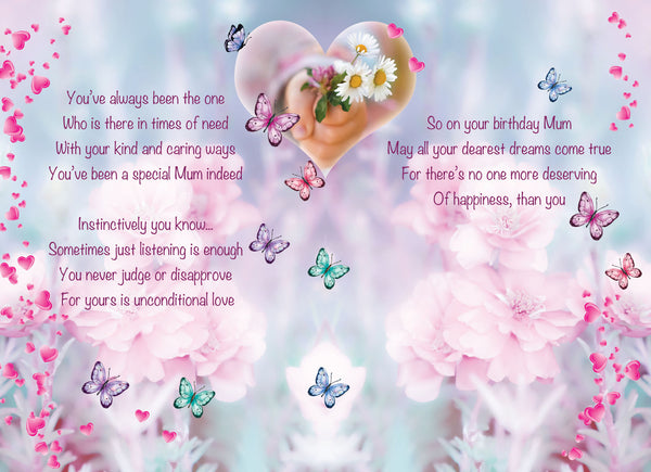 Mum birthday card - sentimental verse
