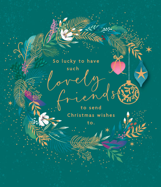 Special Friends Christmas card- flowers and baubles