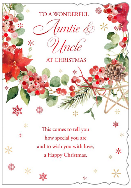 Auntie and Uncle Christmas card - Xmas wreath