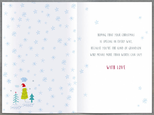 Grandson Christmas card - bright and bold