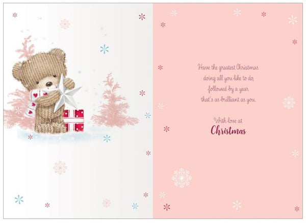 Auntie Christmas card - cute bear with star