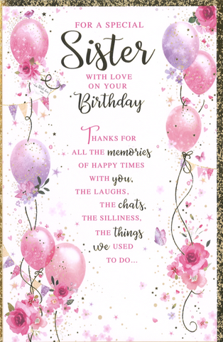 Sister birthday card - sentimental verse